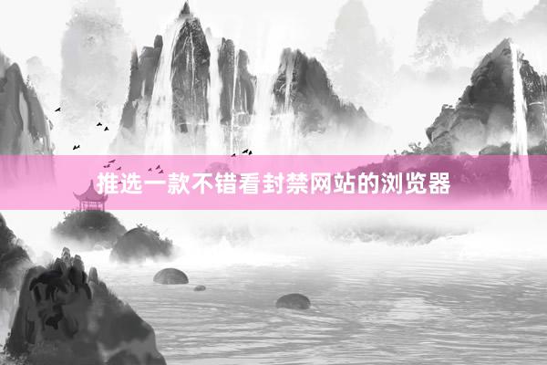 推选一款不错看封禁网站的浏览器